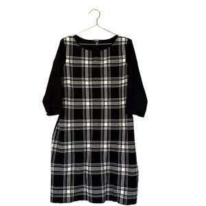 Chaps black and white plaid sweater dress size XL